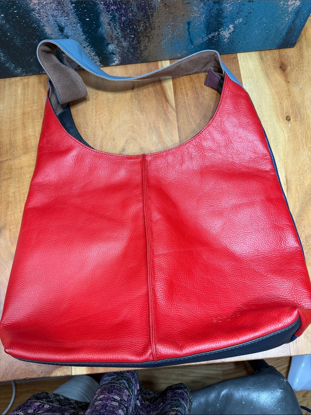 Soruka Minimalist 2010’s Colorblock Genuine Leather Hobo Bag EUC - Picture 5 of 12